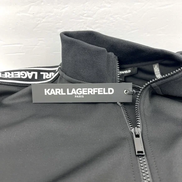 KARL LAGERFELD PARIS, LARGE BLACK JACKET WITH TWO POCKETS, 96% POLYESTER, LARGE - Picture 6 of 13